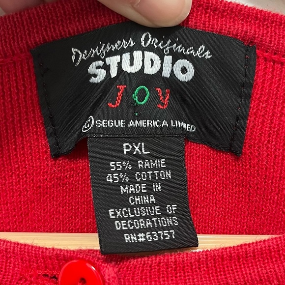 VINTAGE Studio Joy Scottie Dog Embroidered Button Up Cardigan Sweater Size PXL - Picture 2 of 5